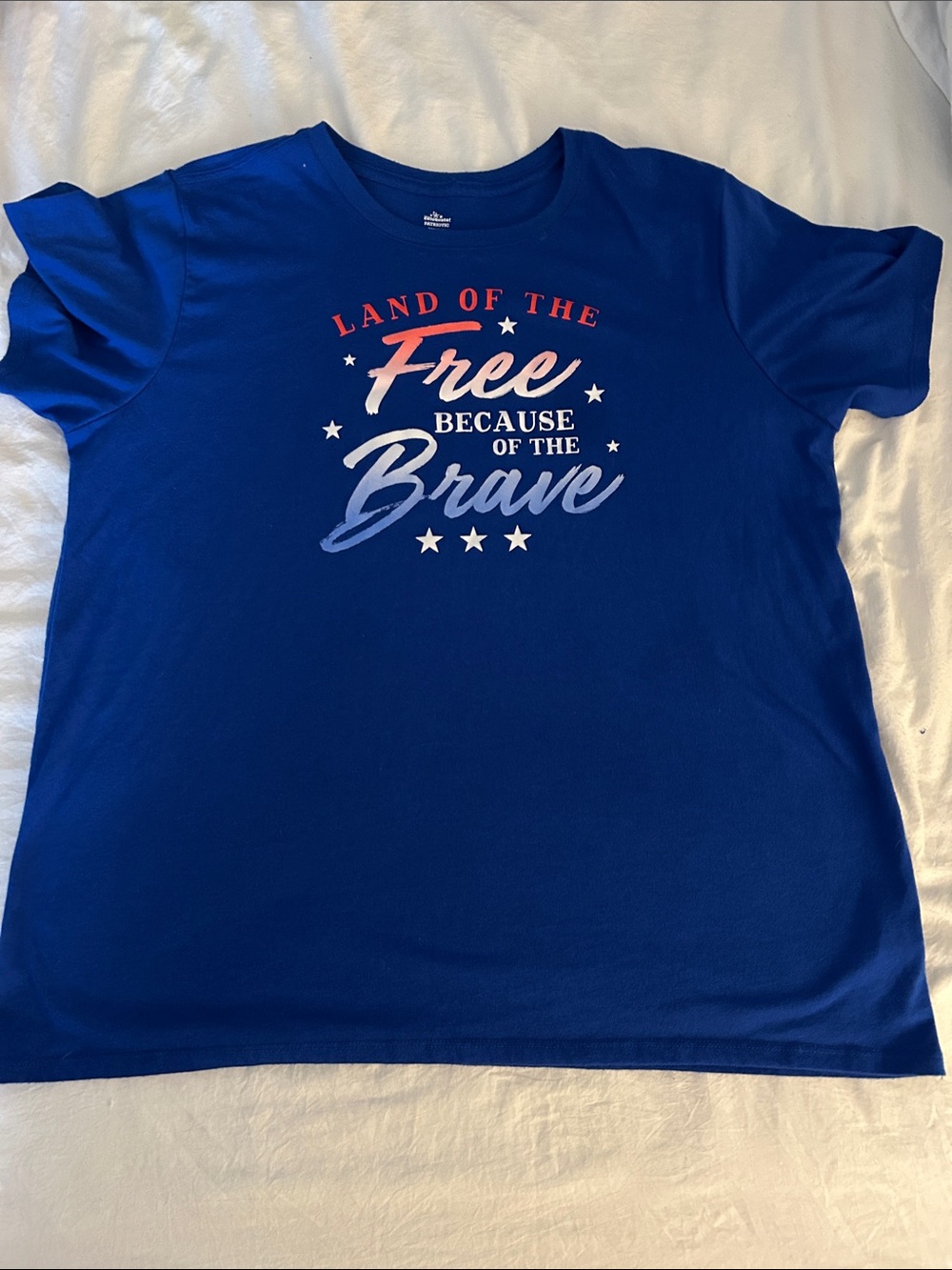 Patriotic Land of the Free Because of the Brave' Graphic Tee - Blue